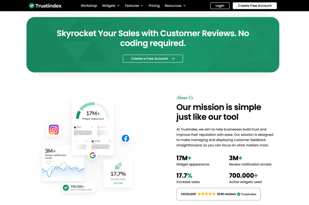 Trustindex platform showcasing the power of customer feedback, illustrating how reviews about photographers can increase trust and sales.